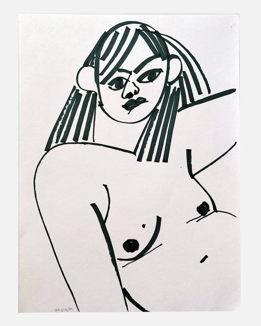 Ola Szmida - Dziewczyna | Rysunek markerem na papierze