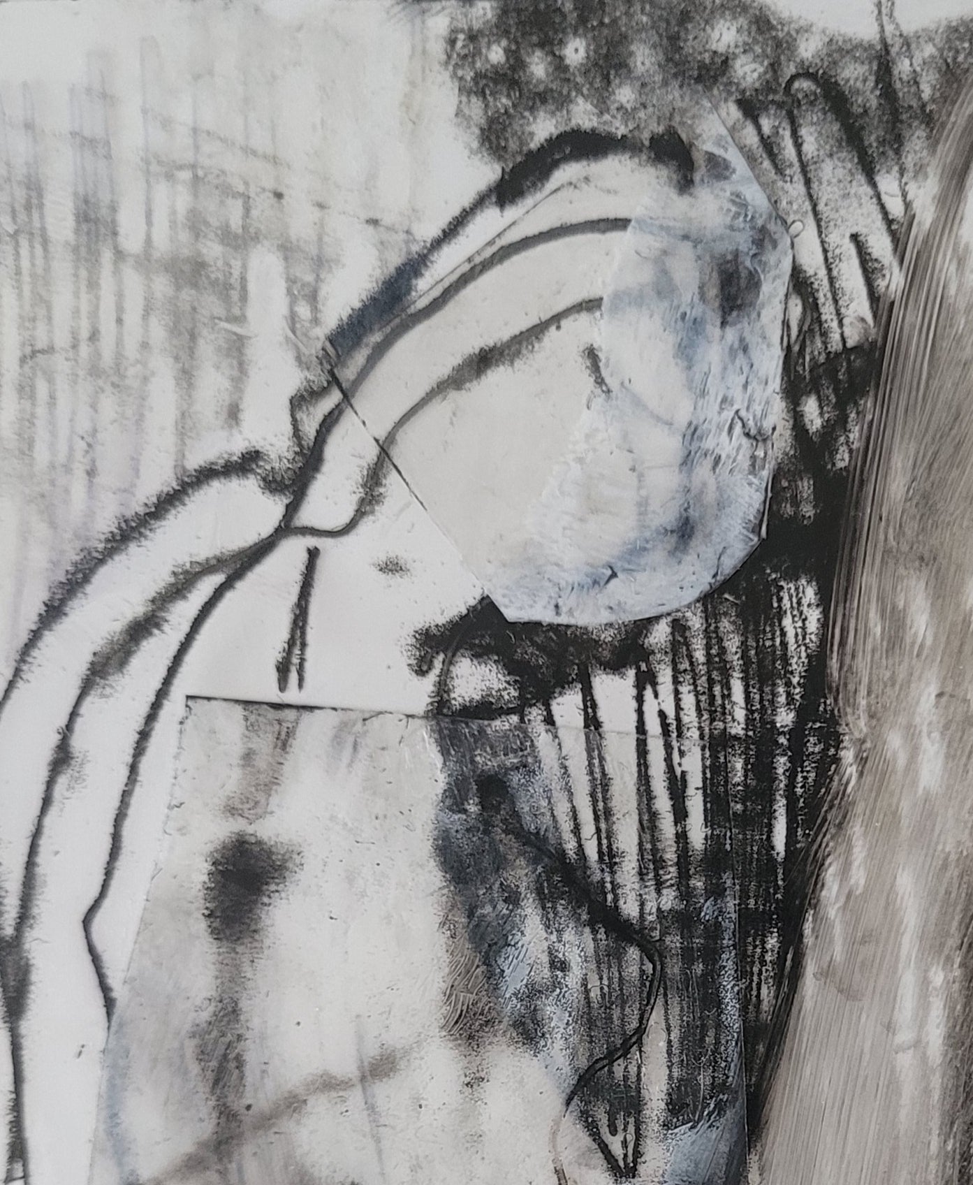 Paulina Orzeł - Lęk | Monotypia i kreda na papierze